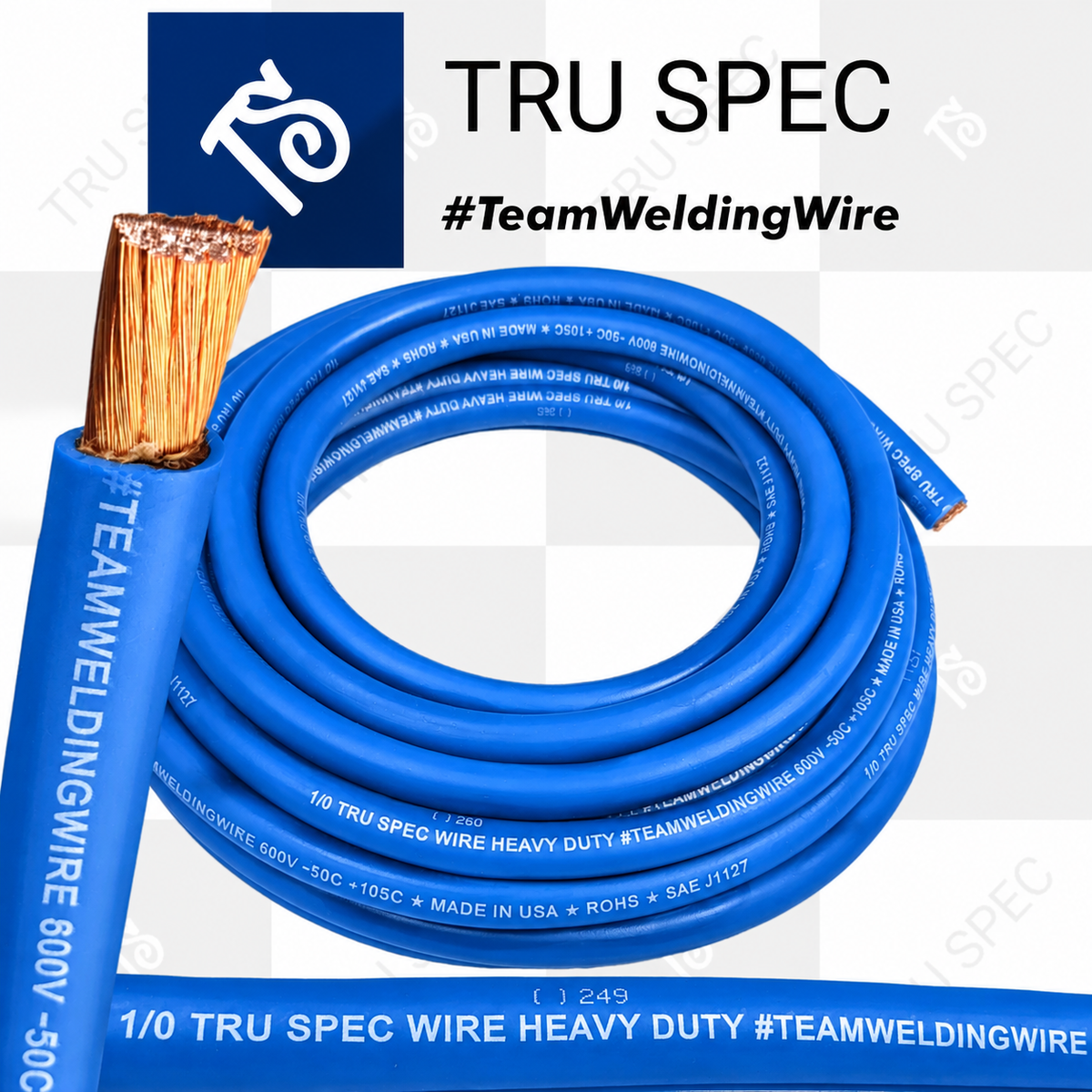 Bulk 1/0 AWG OFC Tru Spec #TeamWeldingWire Copper Wire BLUE