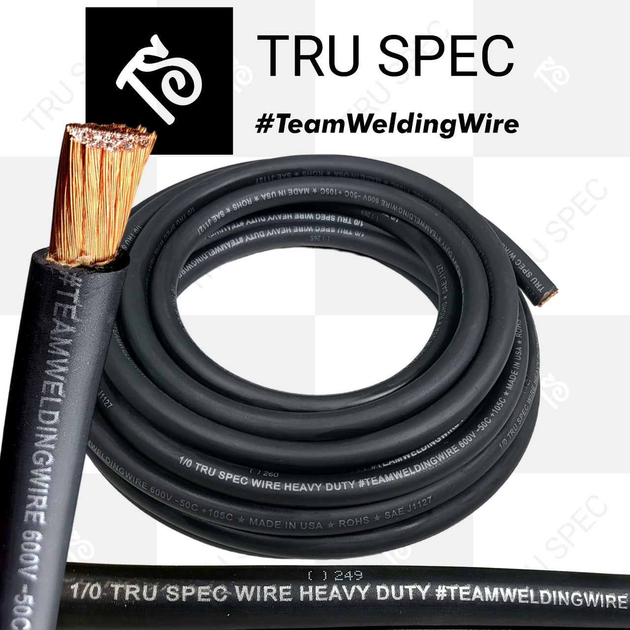 Bulk 1/0 AWG OFC Tru Spec #TeamWeldingWire Copper Wire Black