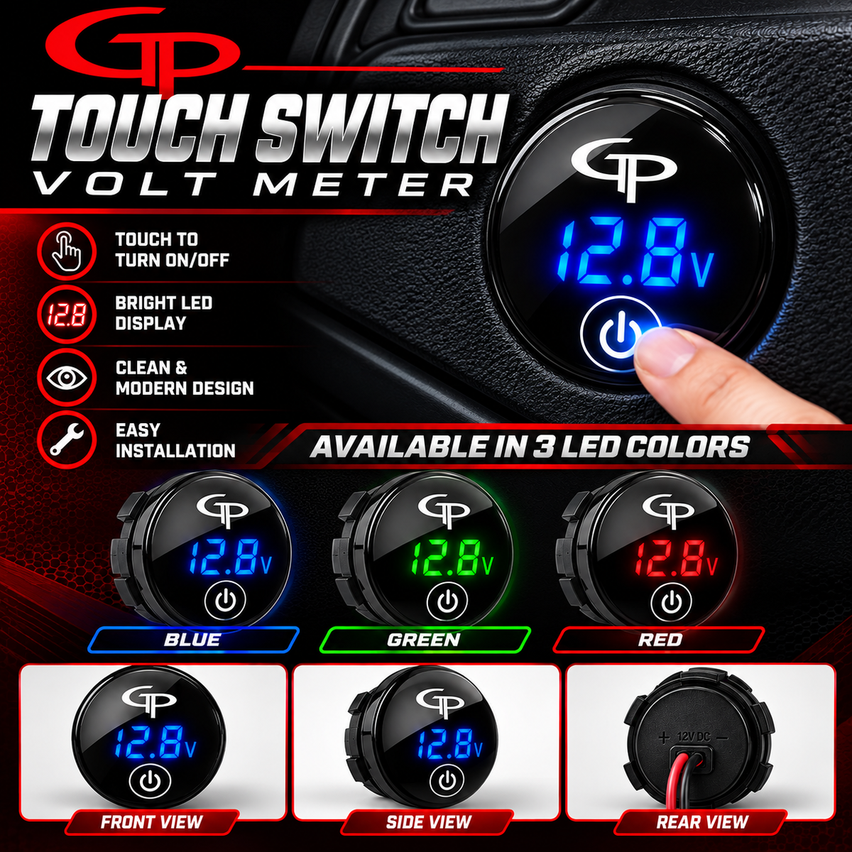 GP Car Audio Digital Volt Gauge (12V/24V)