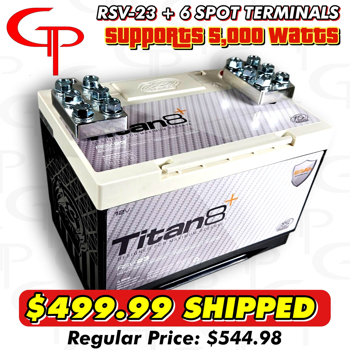 XS POWER TITAN 8 RSV-23 + 6 Spot Bolt Down Terminals LTO GROUP 34 5,000w  LITHIUM BATTERY