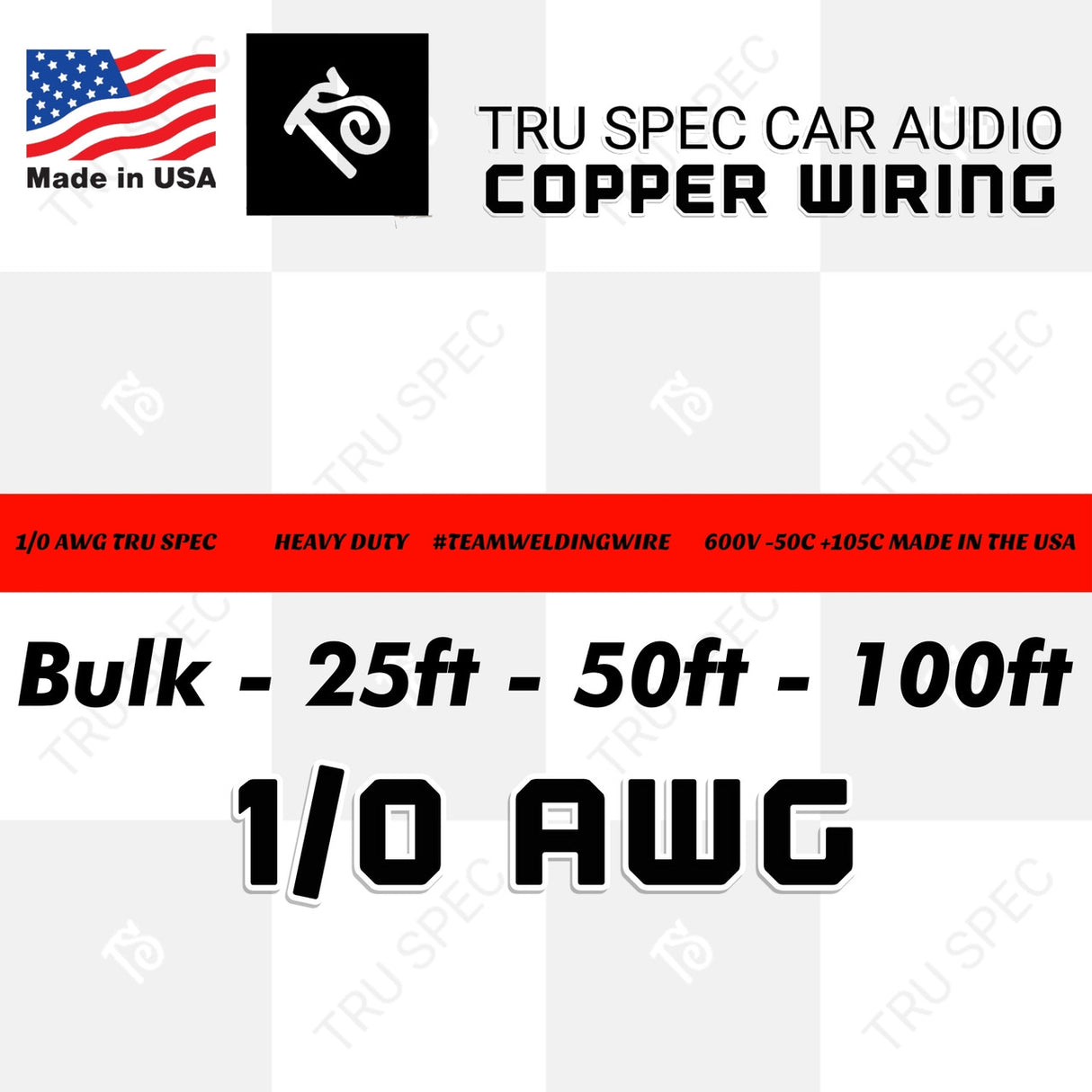 Bulk 1/0 AWG Tru Spec #TeamWeldingWire Copper Wire Red