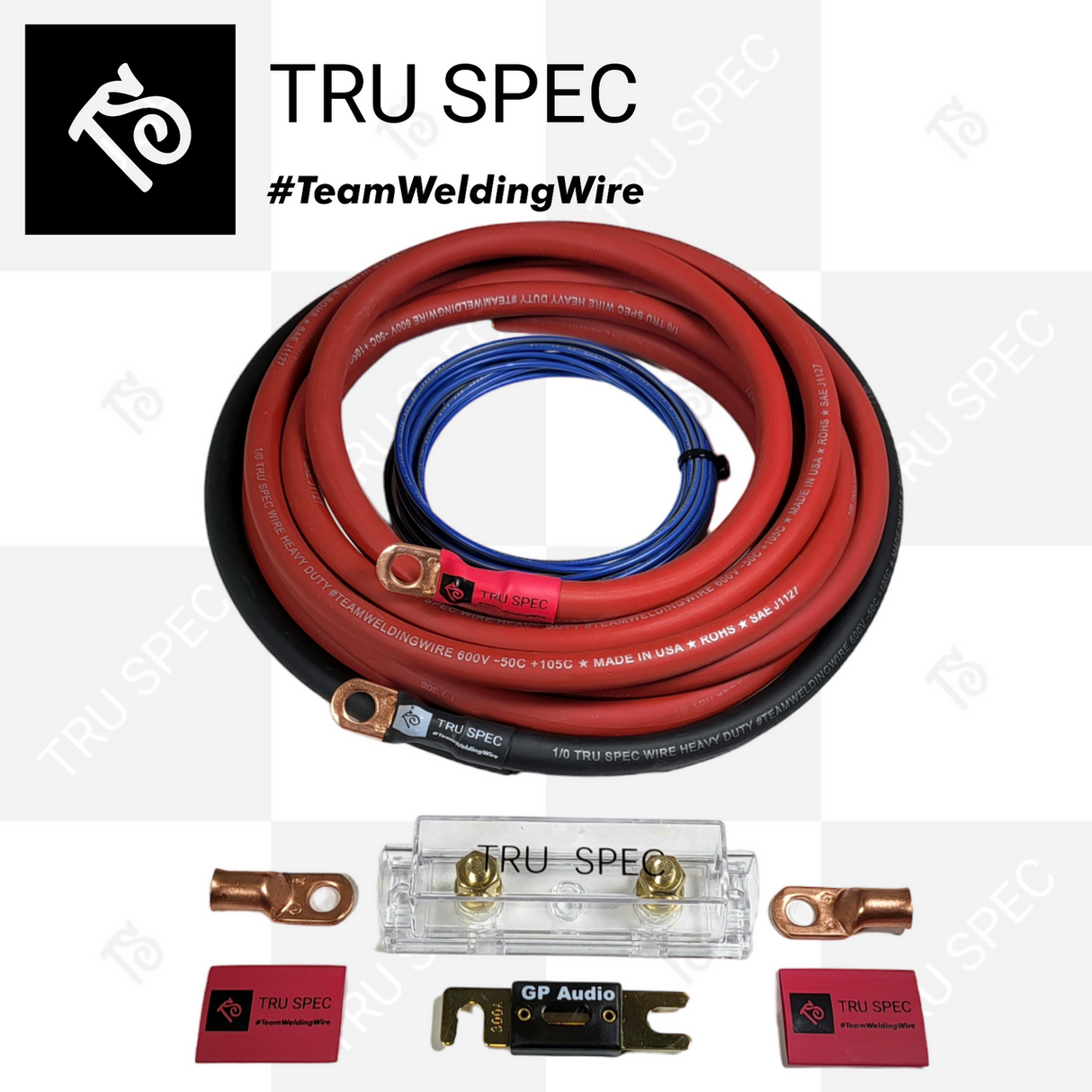 1/0 AWG Tru Spec OFC Pure Copper Big 3 Upgrade + Amp Kit