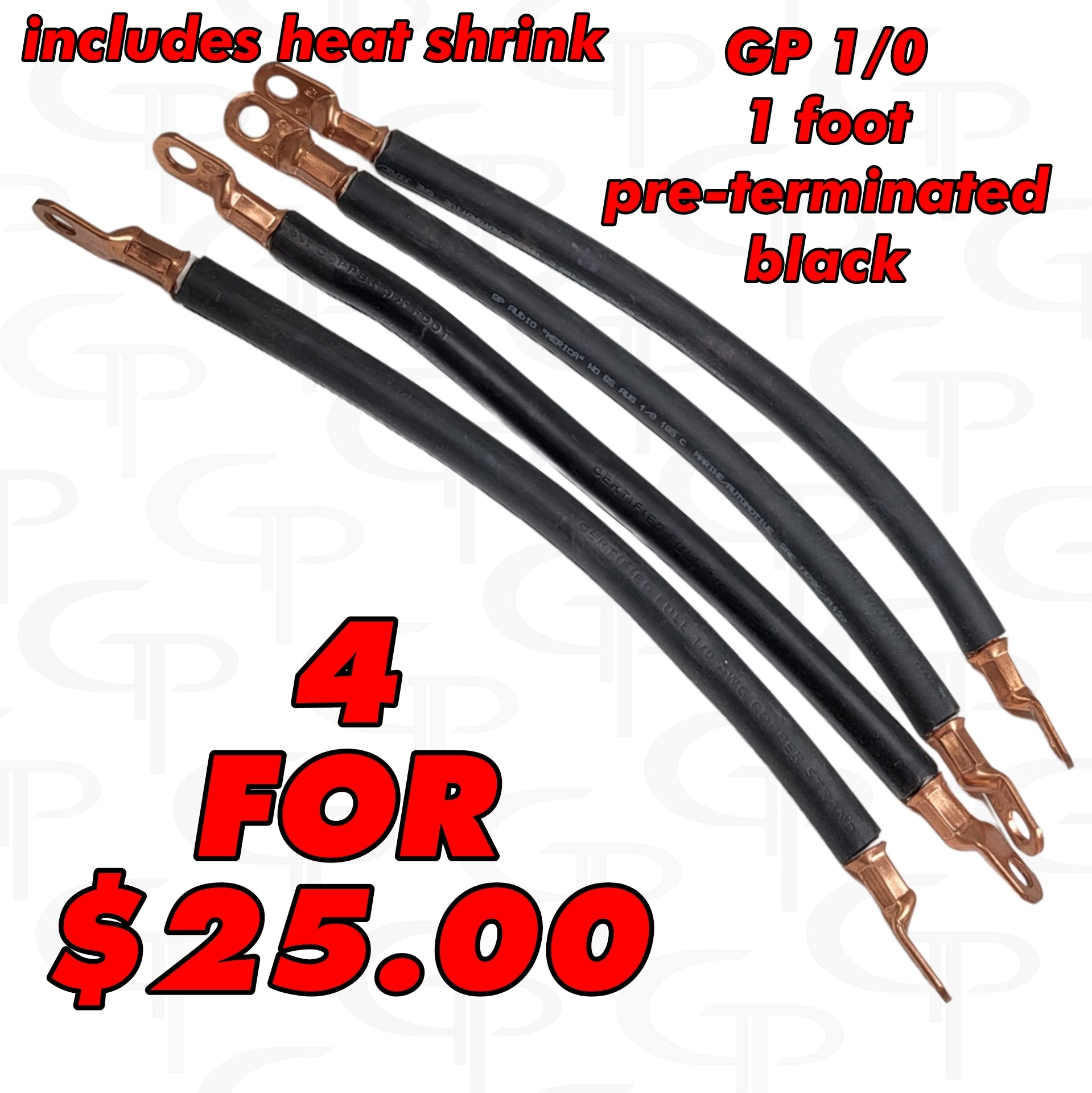 4 for $25: 1 Ft BLACK GP OFHC 1/0 Pretermianted – GP Car Audio
