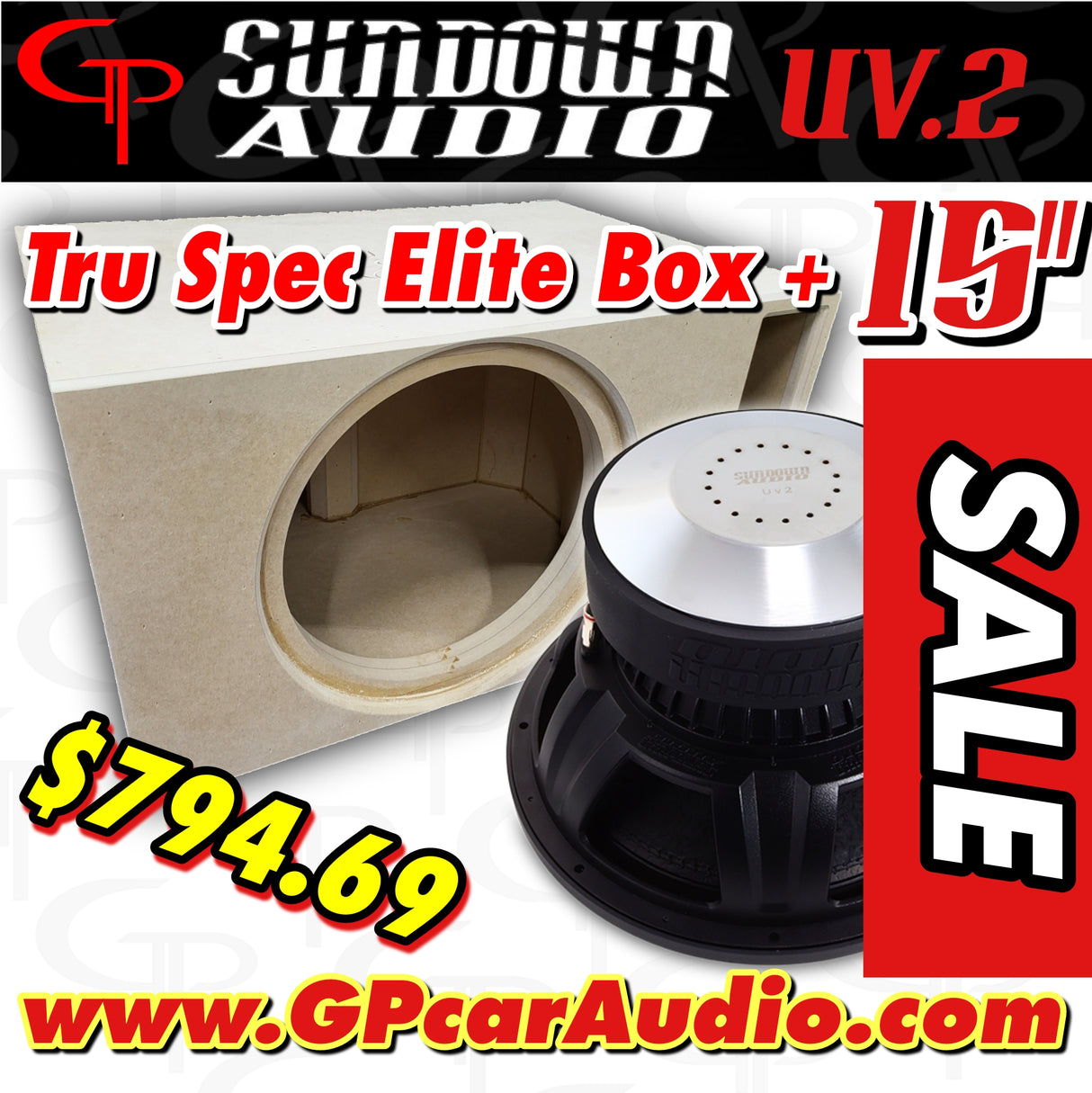 COMBO DEAL: Sundown Audio Uv2 15" Subwoofer D2/ D4 + Tru Spec Elite Box