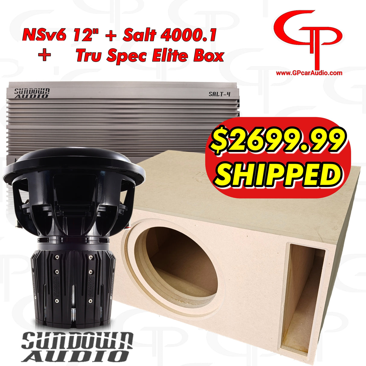 COMBO: Sundown Audio NS v.6 12" + Salt-4 Amplifier= Free Tru Spec Elite Box