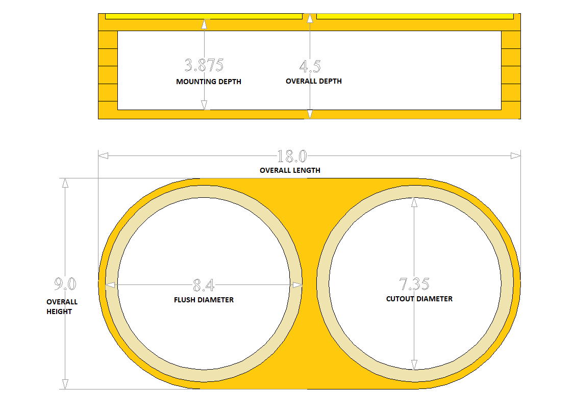 Dual 8" Flush Mount Stack Fab Door Pod Enclosures