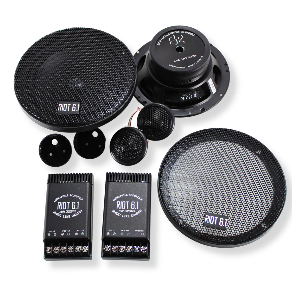 B2 Audio RIOT 6.5" 2-Way 4-Ohm Component Set With 1" Tweeter & Crossover RIOT61