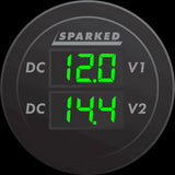 Sparked Innovations Dual Battery Voltmeter Monitor 12VDC for Main and AUX Battery