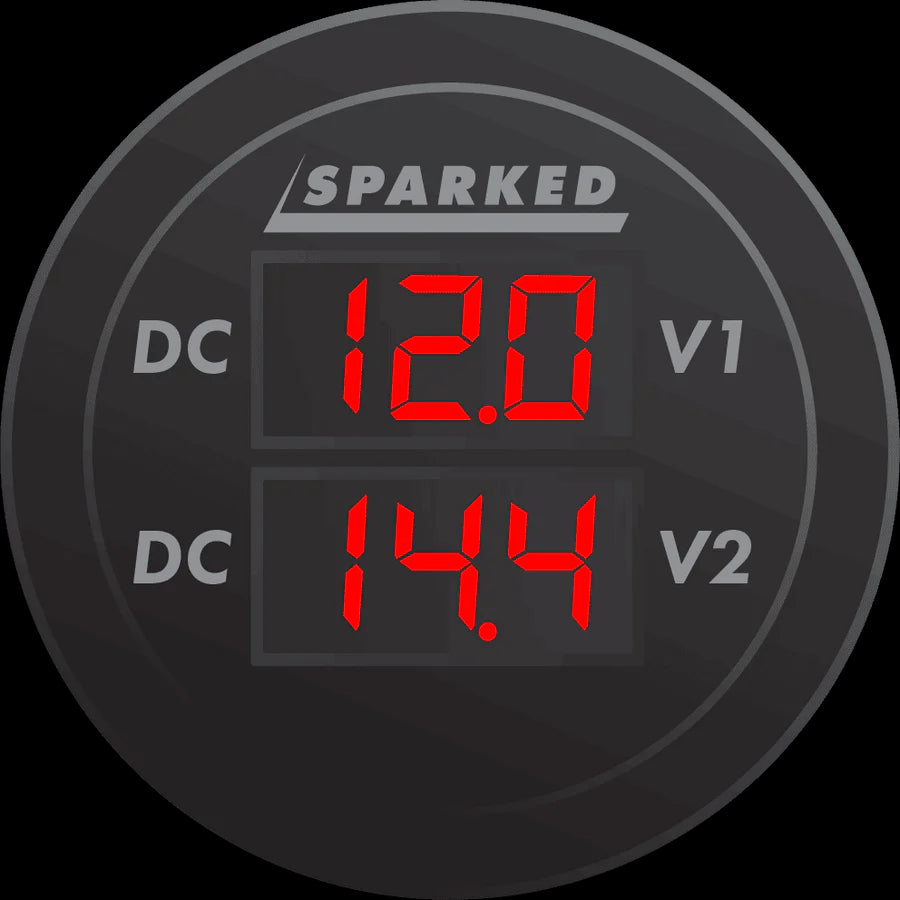 Sparked Innovations Dual Battery Voltmeter Monitor 12VDC for Main and AUX Battery