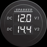 Sparked Innovations Dual Battery Voltmeter Monitor 12VDC for Main and AUX Battery