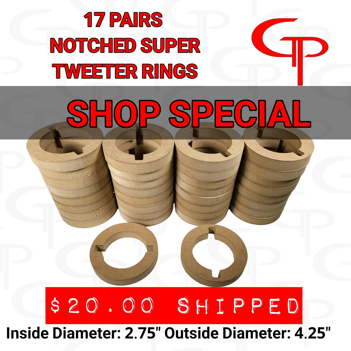 SHOP SPECIAL: 17 Pairs NOTCHED Super Tweeter Rings – GP Car Audio