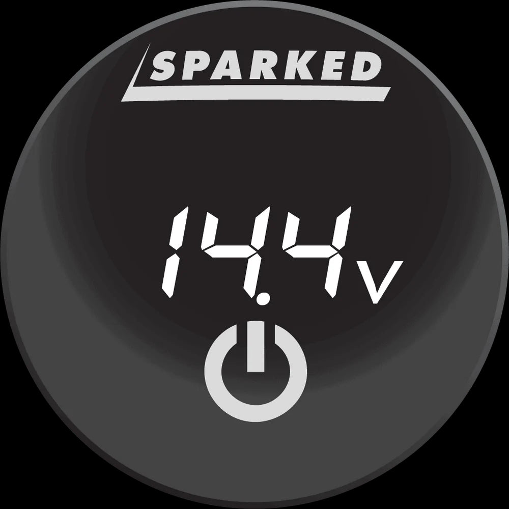 Sparked Innovations DC Voltmeter Battery Capacity Monitor Gauge with Onboard Capacitive Touch Switch