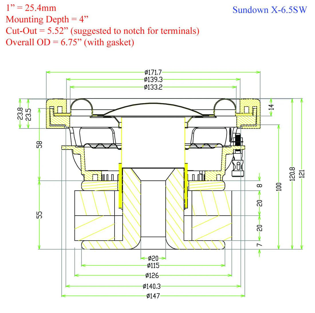 SUNDOWN X-Series v.2 6.5" Subwoofer