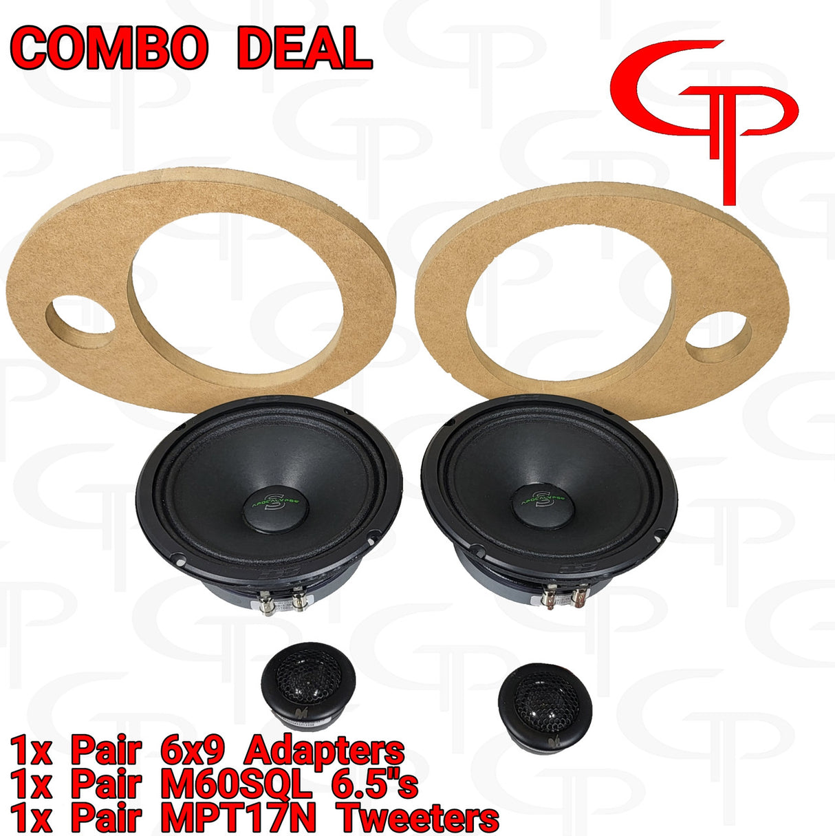 Loaded Speaker Rings: Deaf Bonce 6.5" M60SQL + MPT17N Tweeters + 6x9 Adapters