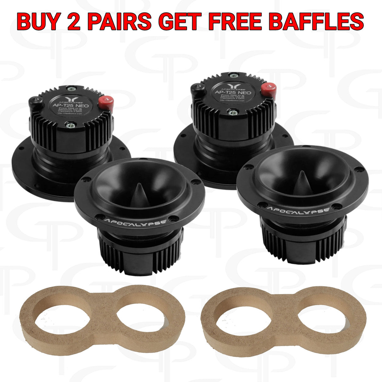 Deaf Bonce AP T25 NEO Super Tweeters (2 pair)  w/ FREE Baffles